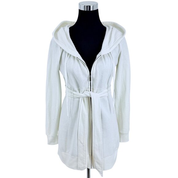 Vtg Victoria's Secret Cozy Long Hooded Zip Belted Cardigan Sweater • Y2K Coquett - Picture 3 of 16